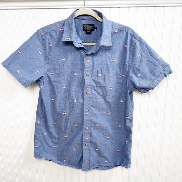 Pendleton Other - Pendleton Light Blue Southwest Print Short Sleeve Button Up Shirt Men’s Medium